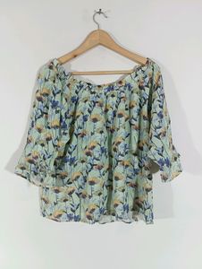Fluorescent Green Printed Casual Top (Women)