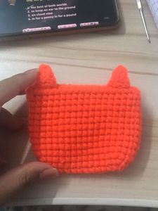 Cute Orange Crochet Animal Pouch
