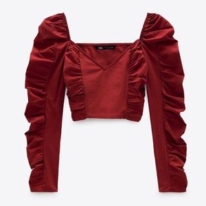 Zara Ruched V-Neck Crop Top