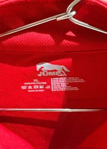 Bright Red Quarter Zip gym tshirt