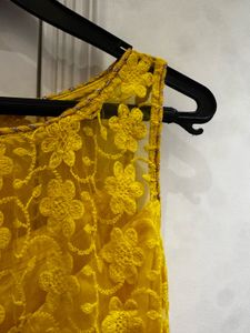 Sale - Yellow Floral Lace Sleeveless Top