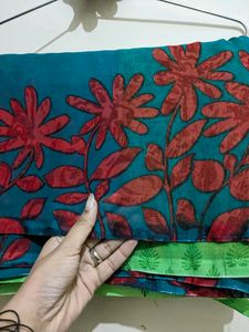 Green Multicolored Printed Saree