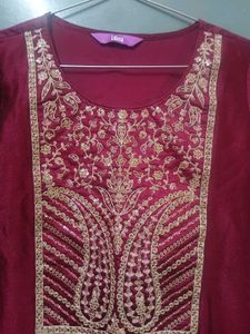 Libas Purple kurta with embroidery yoke