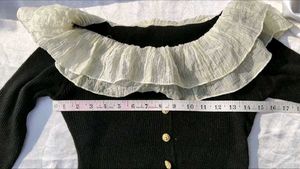 Elegant korean Ruffle Collar Knit Top