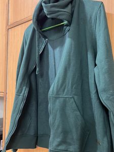 Women Green Hood Sweatshirt
