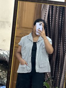 Chic Striped Short Sleeve Top