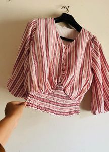 Striped Top with Button Detail