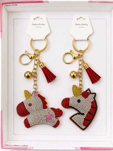 Cute Rhinestone Unicorn Keychain Set