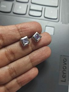 92.5 Silver Amethyst Square Stud Earrings