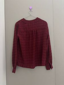 Maroon Textured V-Neck Tunic Top