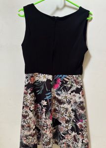 Black Floral Print Fit &amp; Flare Dress