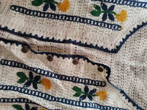 Vintage Crochet Vest with Floral Embroidery