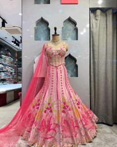 Stunning Pink Embroidered Lehenga Choli