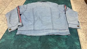 Blue Denim Jacket with Stripe Details