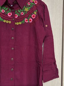 Embroidered Burgundy Kurta