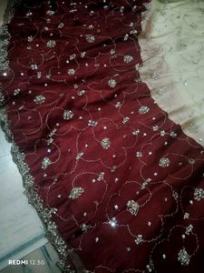 Maroon &amp; Cream Lehenga Choli Set