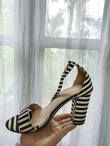 Black And White Heeled Sandals