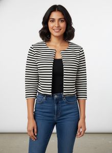 Set of two Striped Cropped Jacket And sleeve top