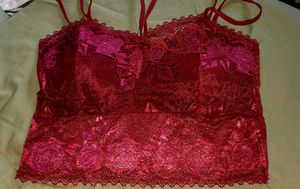 #Hot red Lace Bralette Top innerwear
