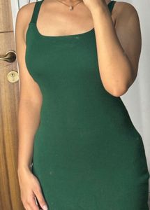 Green Strap Detail Knit dress