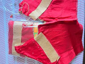 Stunning Red Embroidered Silk Saree