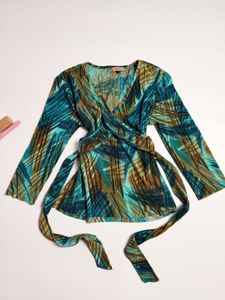 Y2K Printed Wrap Top
