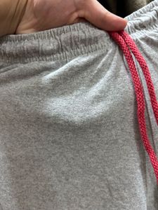 Gray Joggers with Pink Stripe