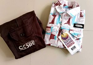New Boys Casual Shirt and Cargo Pants Set
