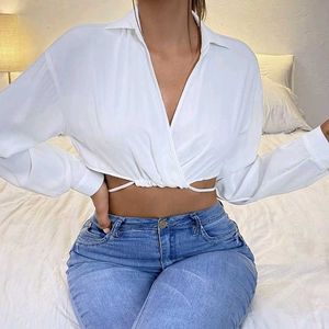 ZARA crop shirt with tie
