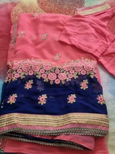 Elegant Pink Saree with Blouse