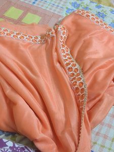 Peach Saree with Embroidery