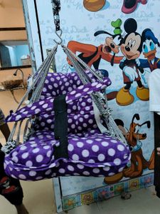 Purple Polka Dot Baby Swing