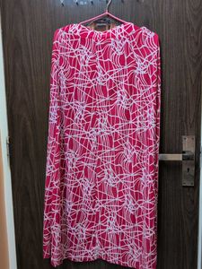 Vibrant Pink & White Abstract Print Skirt