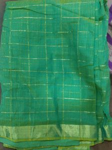 Elegant Green Checkered Saree