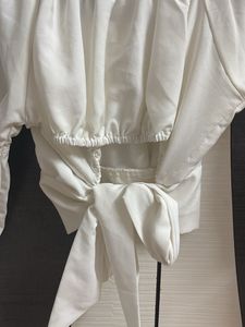 Chic White Bell Sleeve Crop Top