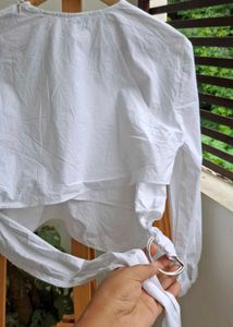 White Tie-Back Crop Top