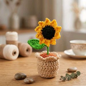 Crocheted Sunflower Pot