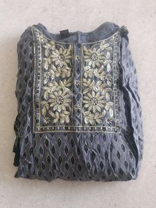 Embroidered Grey Kurta