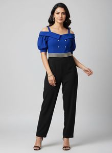 Chic Blue & Black Jumpsuit