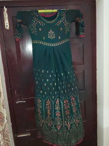 Beautiful Green Ethnic Printed Gown
