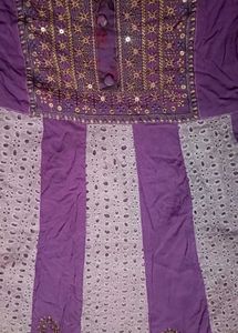 Purple Embroidered Anarkali suit with pant