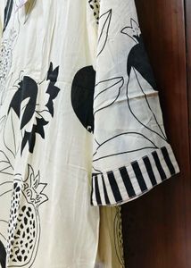 Black &amp; White Floral Kurta Set.