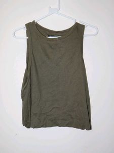 Olive Green Ribbed Tank Top