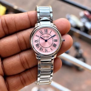 Cartier Pink Dial Stainless Steel Watch