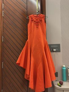 Vibrant Orange Embellished Dress