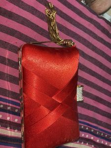 Elegant Red Satin Clutch Bag