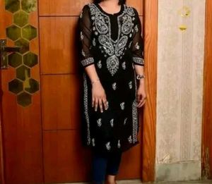 Elegant Black Embroidered Kurti