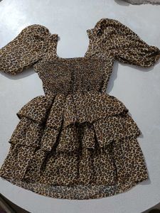 Leopard Print Ruffle Dress