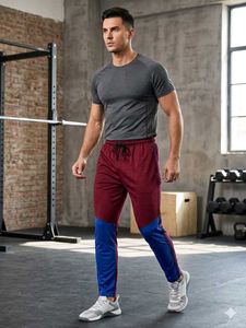 Men's Navy Blue Joggers with Red Accents
