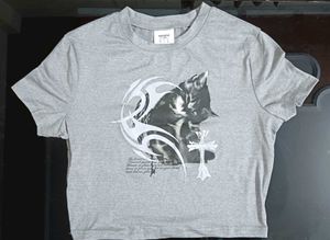 Grey Cat Graphic T-Shirt